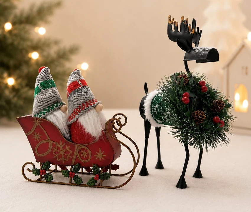 Gift Reindeer, Sleigh & Gnome Set
